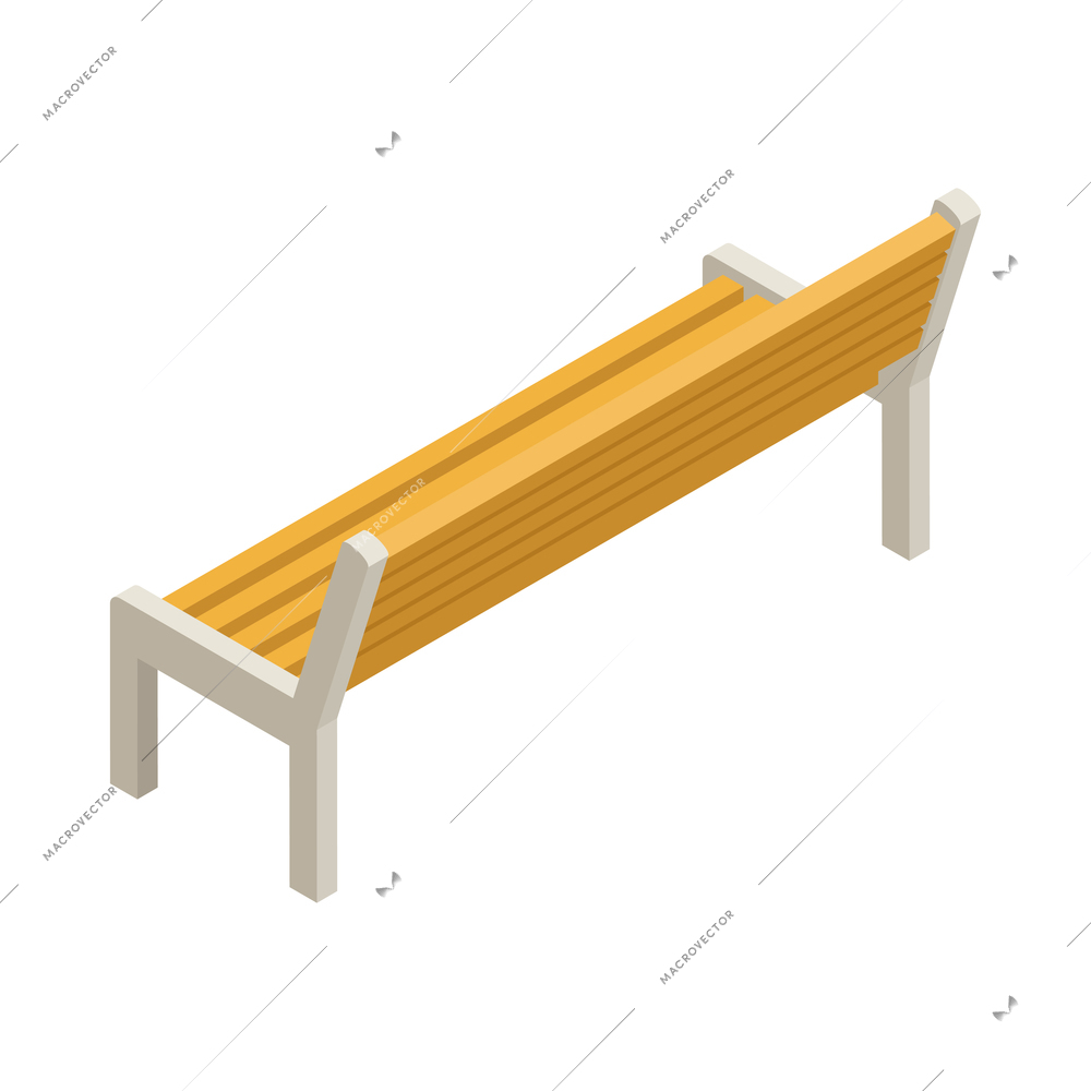 Wooden bench isometric icon back view 3d vector illustration