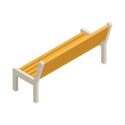 Wooden bench isometric icon back view 3d vector illustration