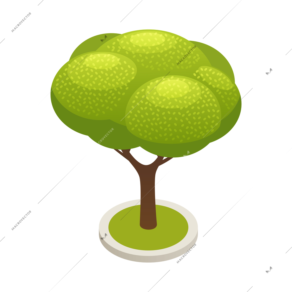 Isometric green tree city park constructor element 3d vector illustration