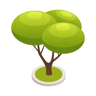 Green tree isometric element on white background 3d vector illustration