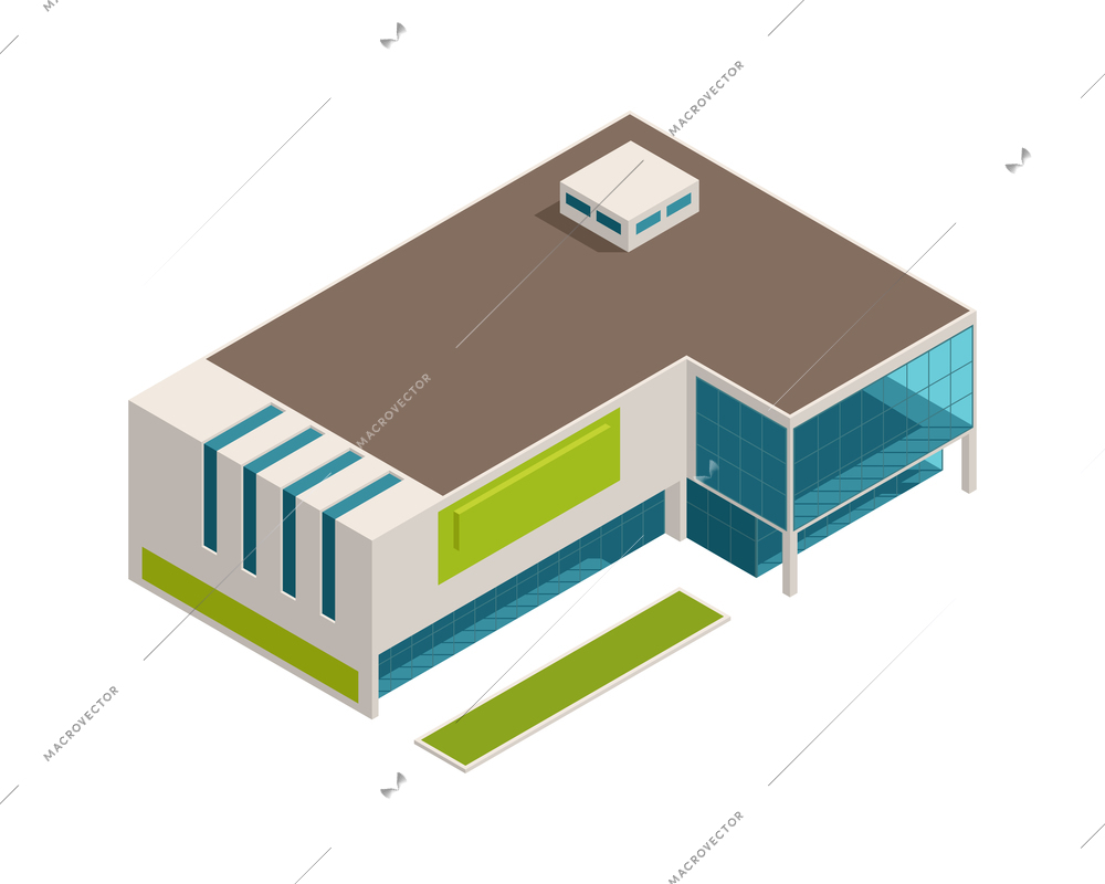 Isometric store mall shopping centre building 3d vector illustration