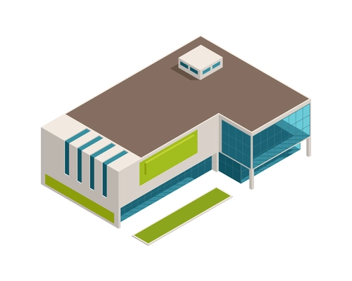 Isometric store mall shopping centre building 3d vector illustration