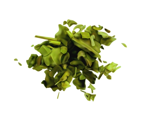 Realistic pile of dry green tea leaves top view vector illustration