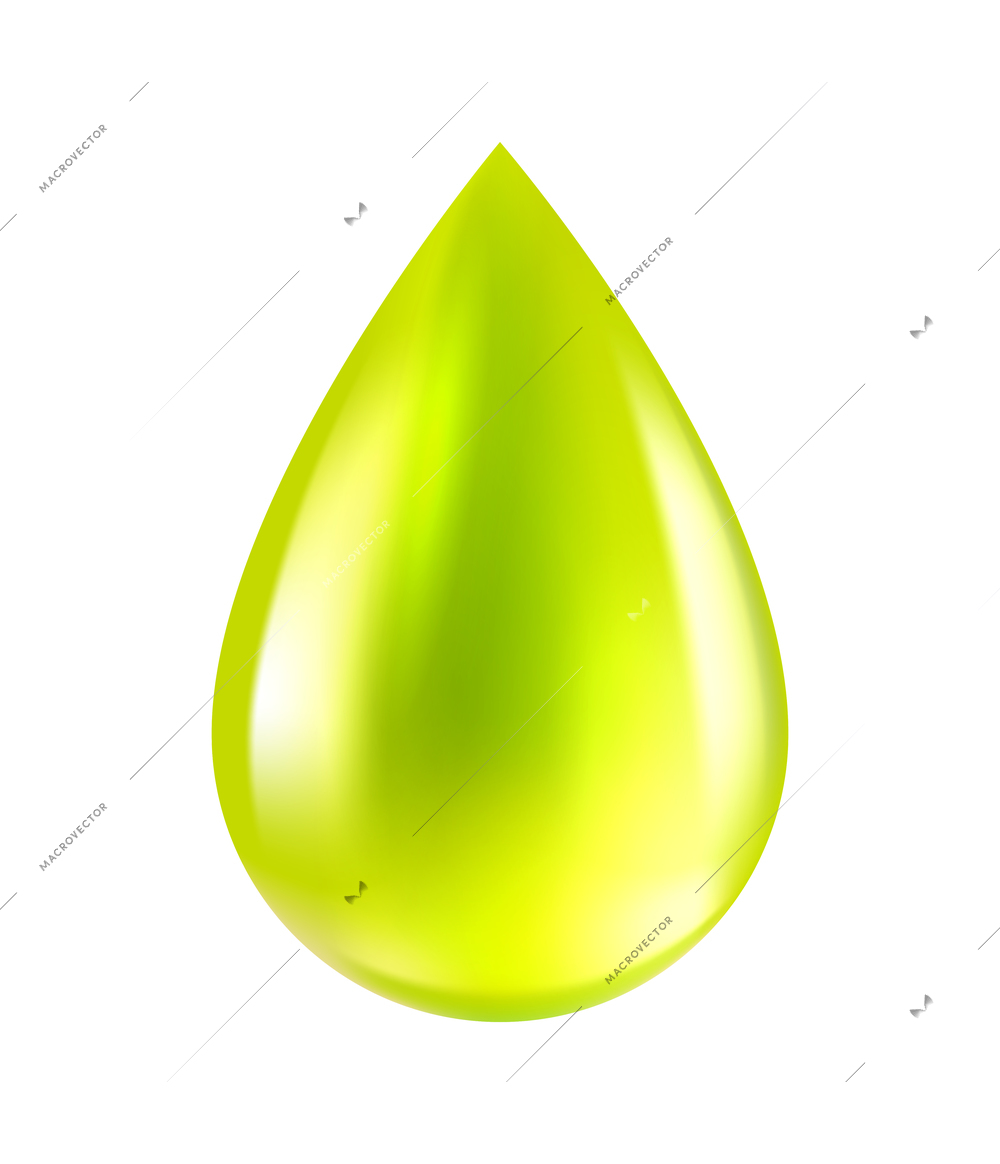 Realistic bright drop of green tea on white background vector illustration