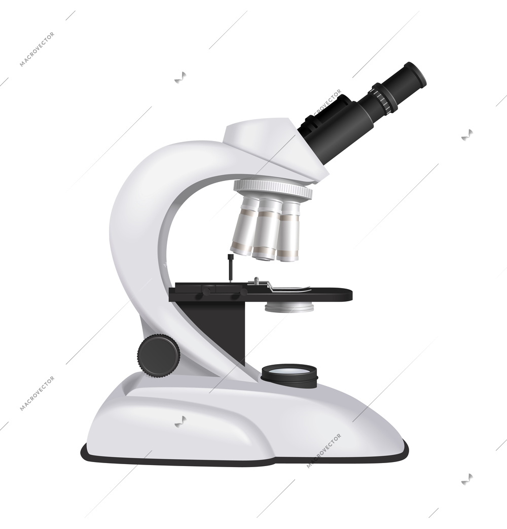 Realistic professional microscope side view vector illustration