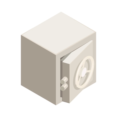 Metal safe with open door isometric icon 3d vector illustration