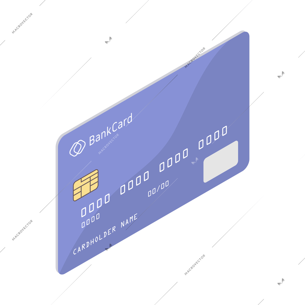 Banking isometric icon with plastic credit card on white background 3d vector illustration