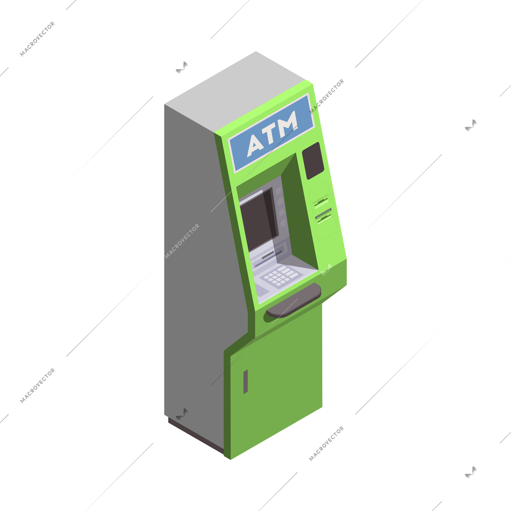 Bank atm cash machine isometric icon 3d vector illustration