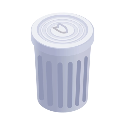 Rubbish bin with lid isometric icon on white background vector illustration