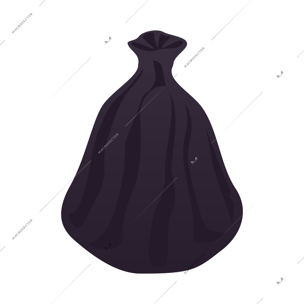 Black garbage bag isometric icon on white background 3d vector illustration