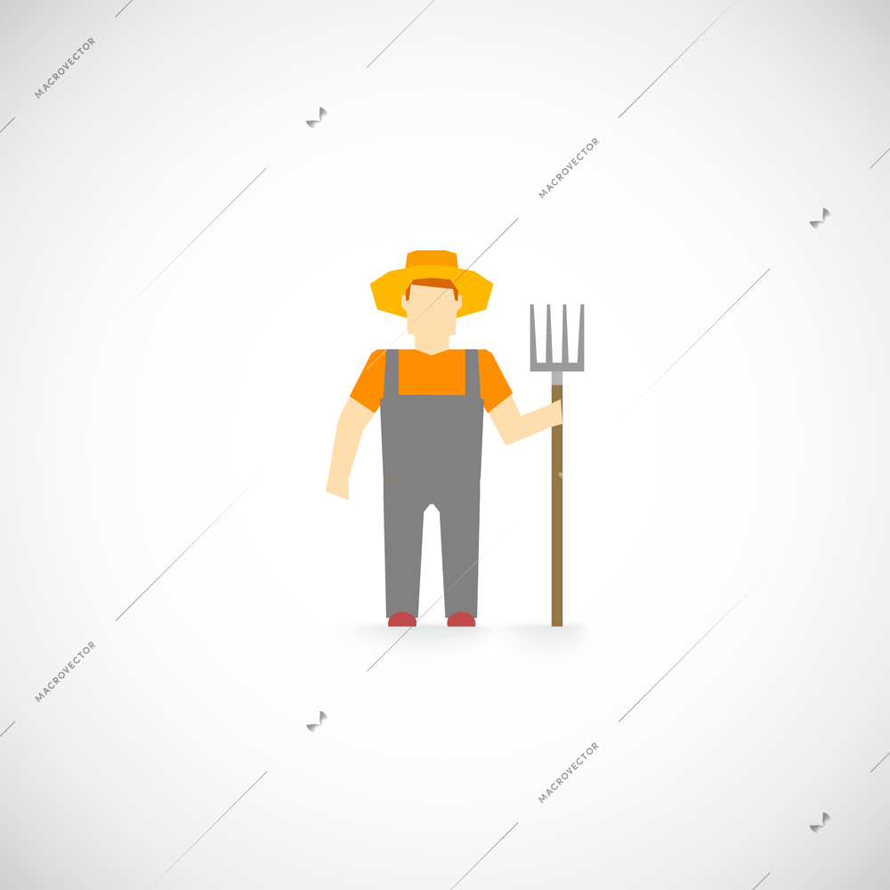 Farmer character agrarian agriculture farming profession icon flat vector illustration
