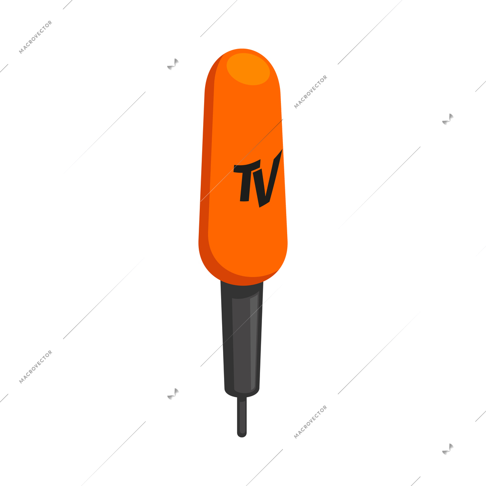 Isometric orange tv professional microphone icon 3d vector illustration