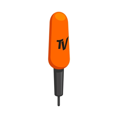 Isometric orange tv professional microphone icon 3d vector illustration