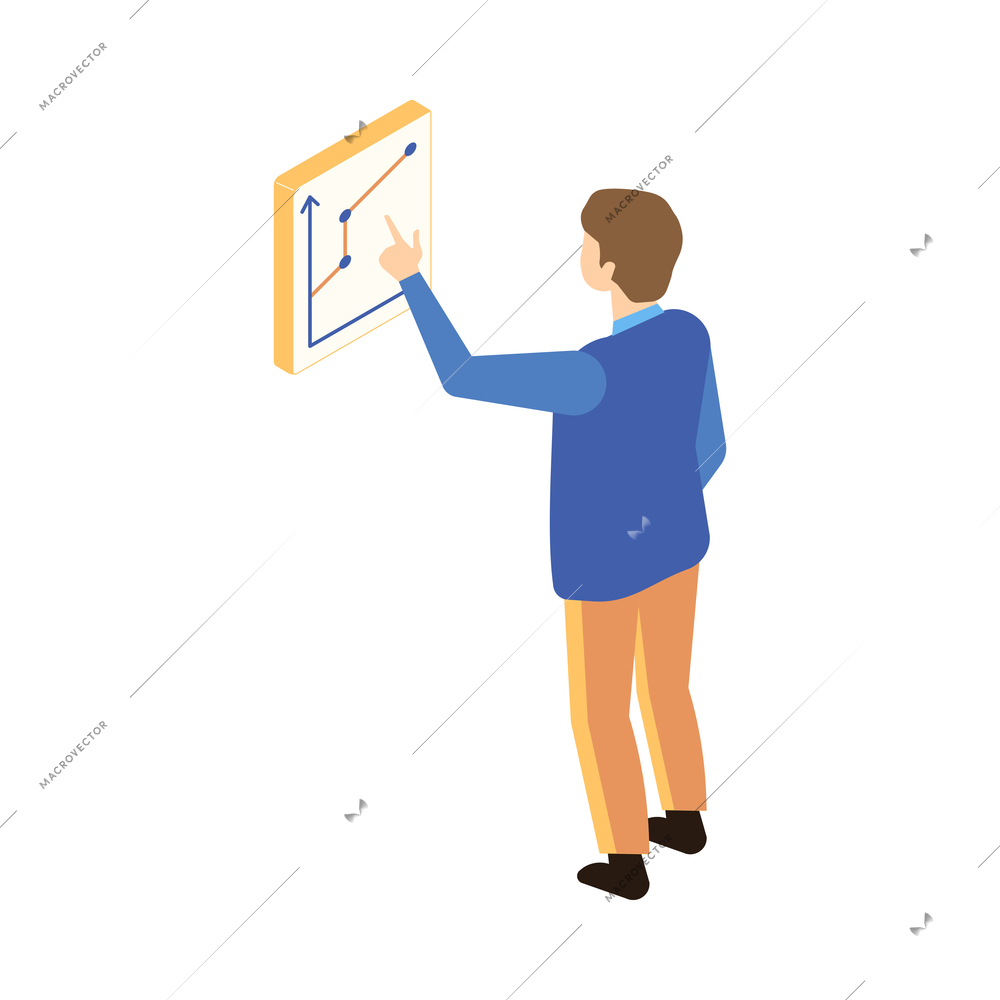 Logistics isometric icon with man looking at delivery route map 3d vector illustration