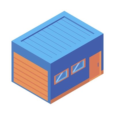 Isometric warehouse building exterior icon on white background vector illustration