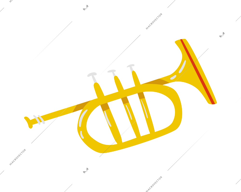 Flat yellow trumpet icon on white background vector illustration