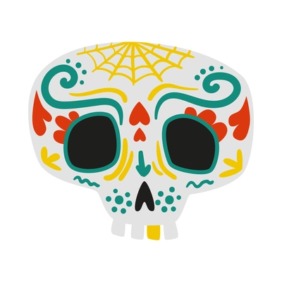 Flat skull mexican day of dead symbol vector illustration