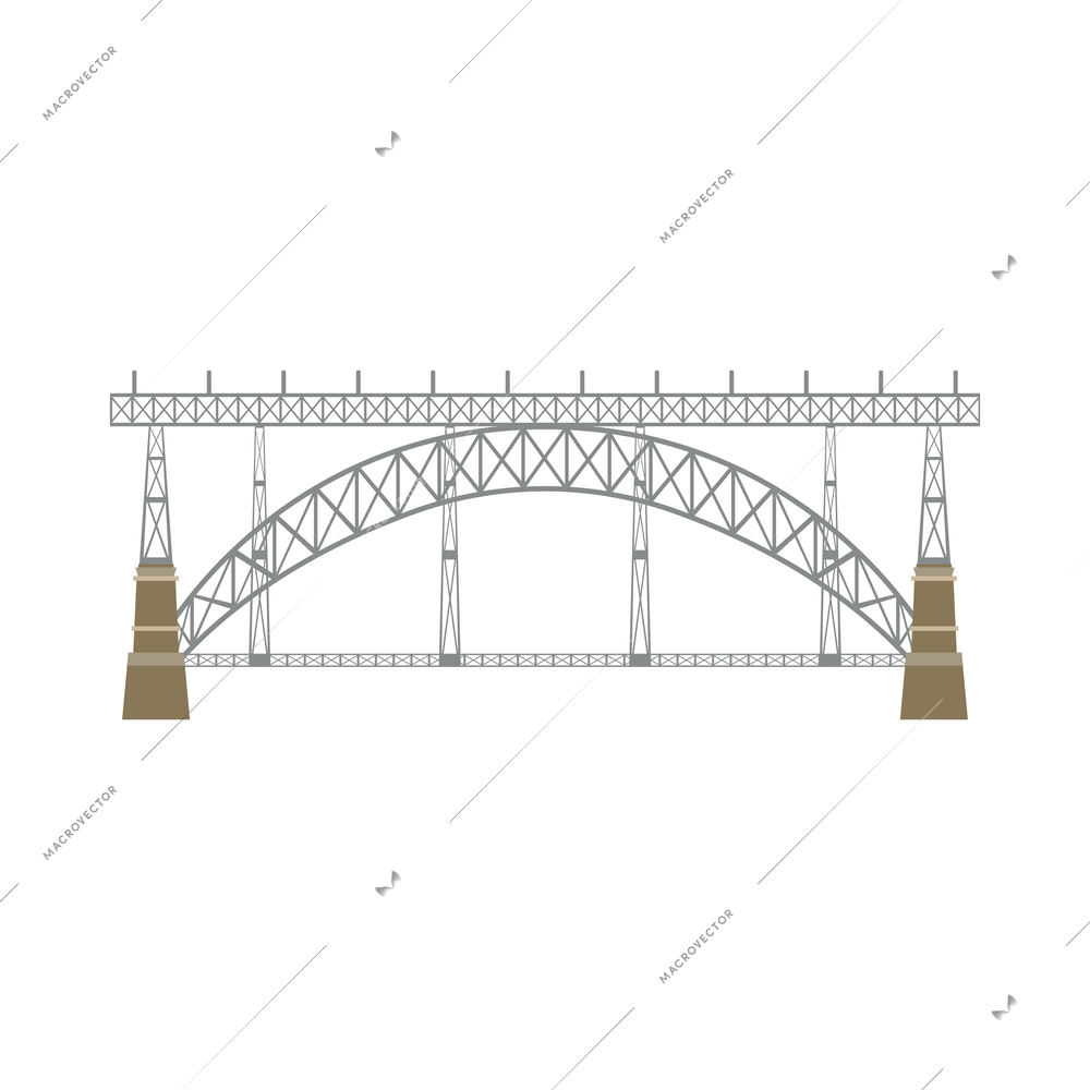 Dom luis double decker bridge in portugal flat vector illustration