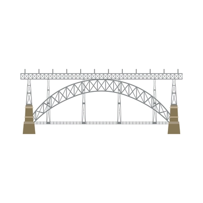 Dom luis double decker bridge in portugal flat vector illustration