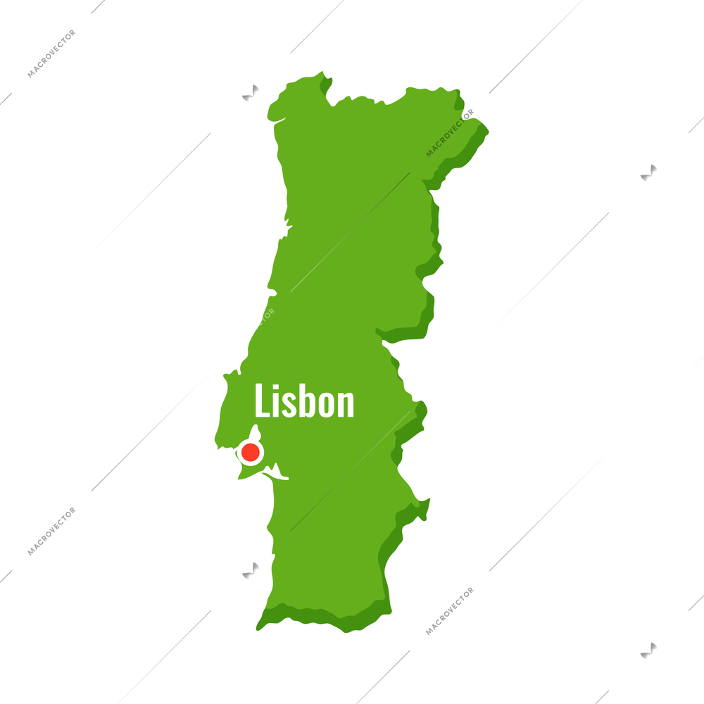 Portugal country green map flat vector illustration