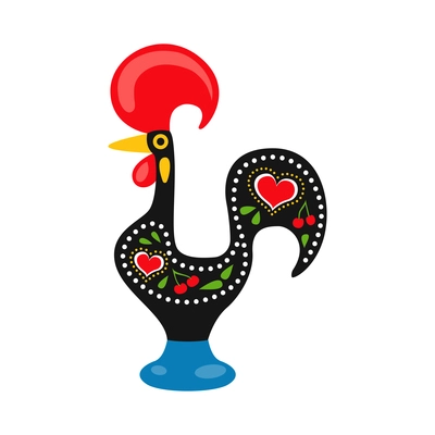 Flat portuguese rooster symbol of portugal souvenir vector illustration