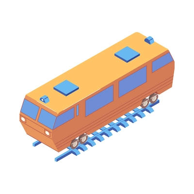 Isometric colored train carriage icon on white background 3d vector illustration