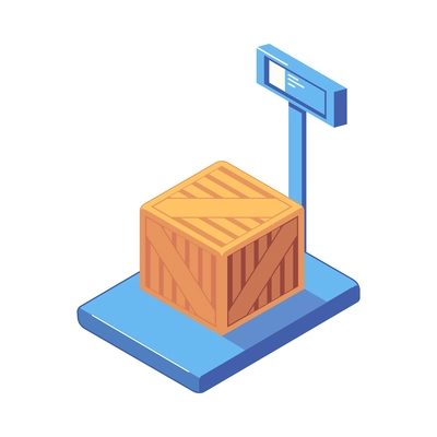 Box on warehouse scales isometric icon 3d vector illustration