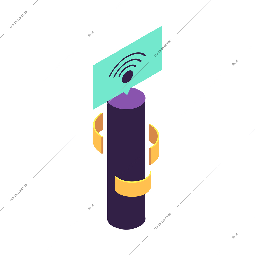 Isometric smart city technology icon with futuristic device 3d vector illustration