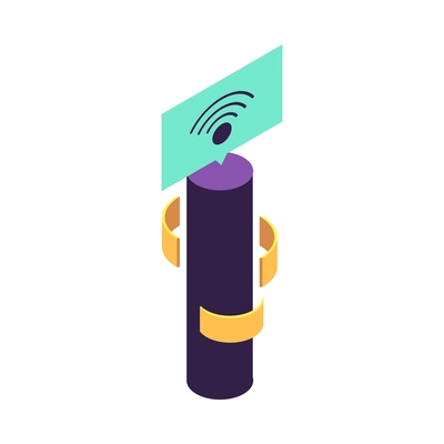 Isometric smart city technology icon with futuristic device 3d vector illustration