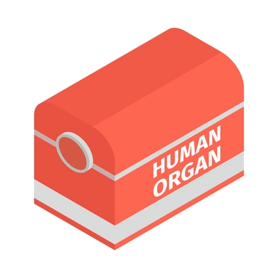 Isometric organ donation icon with medical container 3d vector illustration