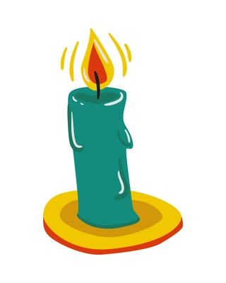 Flat burning candle on white background vector illustration