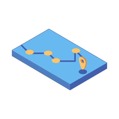 Logistics isometric icon with delivery route map 3d vector illustration