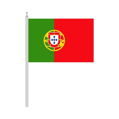 Flat portugal flag on pole vector illustration