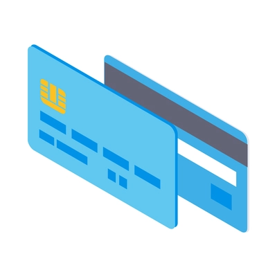 Bank credit card front and back view isometric icon 3d vector illustration