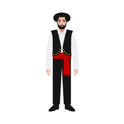 Flat man wearing portuguese national costume vector illustration