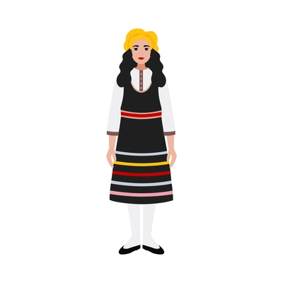 Woman wearing national portuguese dress flat vector illustration