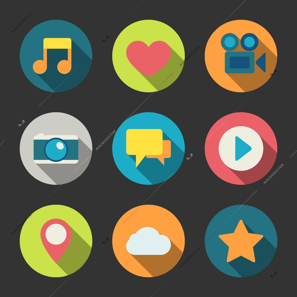 Social media icons set for blogging networking and content isolated vector illustration