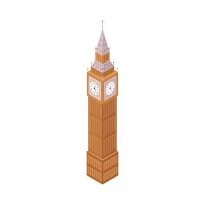 Isometric tower clock big ben on white background 3d vector illustration