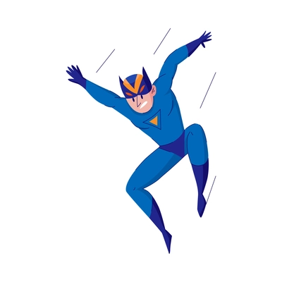 Male supehero cartoon comic strip character in blue costume