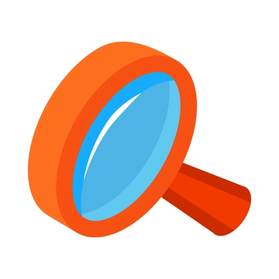 Isometric red magnifying glass 3d icon vector illustration