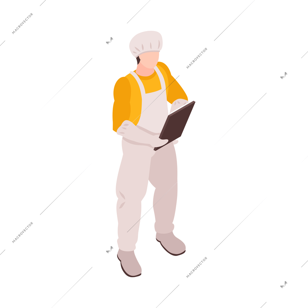 Isometric character of factory or farm worker 3d vector illustration