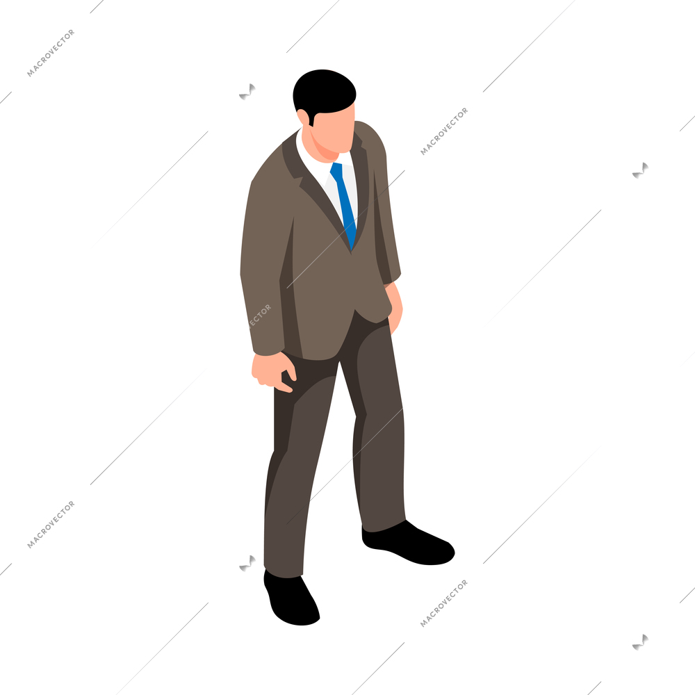 Man in business suit pose isometric icon 3d vector illustration