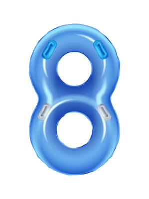 Inflatable swimming blue ring on white background realistic vector illustration