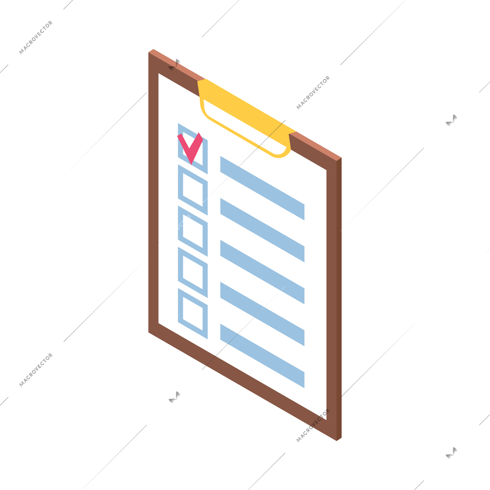 Time management isometric icon with check to do list on white background 3d vector illustration