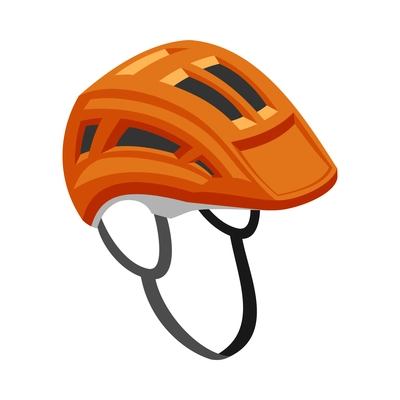 Isometric orange helmet bicycle accessory icon 3d vector illustration