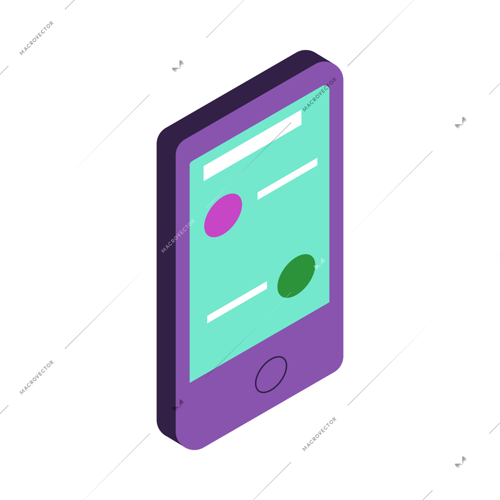 Gadget interface isometric icon with neon color smartphone 3d vector illustration