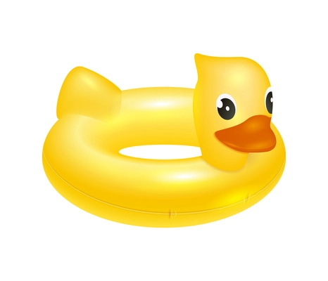 Realistic duck shaped yellow inflatable ring vector illustration