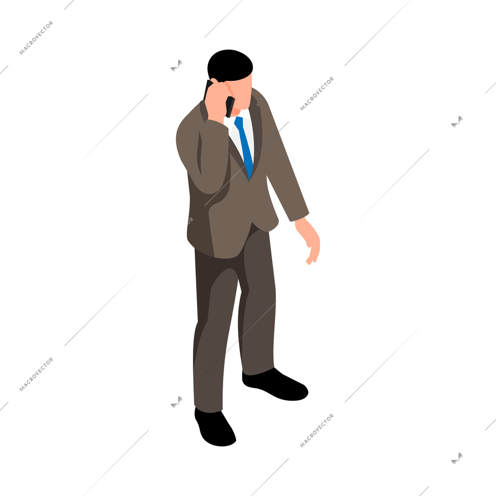 Isometric businessman talking on phone 3d vector illustration