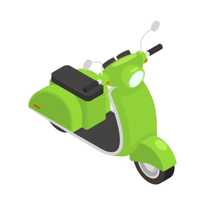 Green scooter isometric icon on white background 3d vector illustration