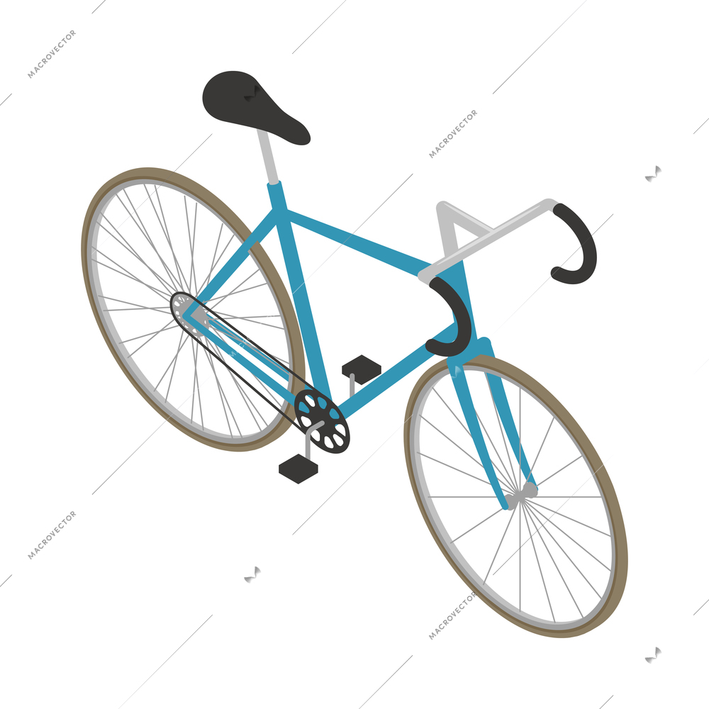 Blue bicycle isometric icon on white background 3d vector illustration